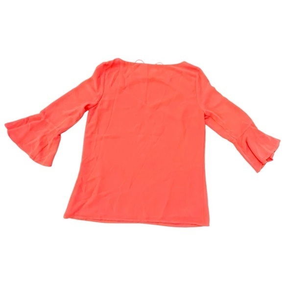 Express Orange Blouse V-Neck Chiffon Top XS Long Bell Sleeves Tie‎ Neckline NWT - Picture 15 of 15
